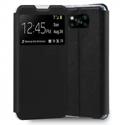 Cool Funda Flip Cover Liso Negro para Xiaomi Pocophone X3