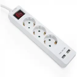 Extrastar Regleta 3 Tomas con Interruptor + 2 USB 1.5m