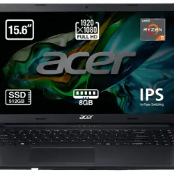 Portátil - Acer Aspire 3 A315-23-R8T0, 15.6" Full HD, AMD Ryzen™ 5 3500U, 8GB RAM, 512GB SSD, Radeon™ Vega 8 Graphics, Sin sistema operativo