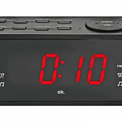Radio despertador - OK OCR 310, Pantalla LED de 1.2 '', 2 Tipos Alarma, FM, Negro