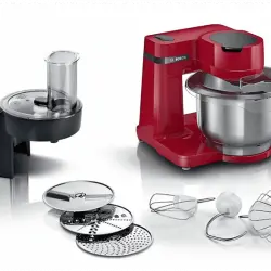 Robot de cocina - Bosch MUMS2ER01, 700 W, Bol 3.8 l, Acero inoxidable, 4 Potencias, Rojo