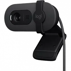 Webcam - Logitech Brio 100, Iluminación automática, Full HD 1080p, USB, Micrófono omnidireccional integrado, Tapa de privacidad, PC-Mac, Negro