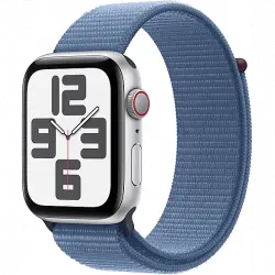 APPLE Watch SE (2023), GPS+CELL, 44 mm, Caja de aluminio plata, Vidrio delantero Ion-X, Correa Sport Loop azul invierno