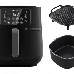 Freidora de aire - Philips AirFryer HD9285/96, XXL, Conectada, 7.2l, Acc Molde + Parrilla, Negro