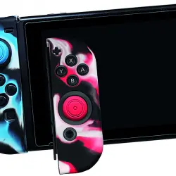 Funda + grips - Ardistel Silicone Sleeve Gamer Kit, Para Nintendo Switch, Joy-Con, Silicona, Azul, Rojo