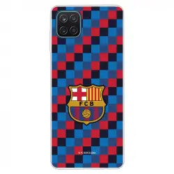 Funda Licencia Oficial FC Barcelona Escudo Fondo Cuadros para Samsung Galaxy A12