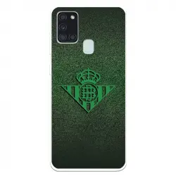 Funda Licencia Oficial Real Betis Balompié Escudo Verde Fondo Trama para Samsung Galaxy A21S