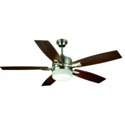 Lámpara Ventilador Con Luz 5 Aspas Bastilipo Color Niquel 132 Cm