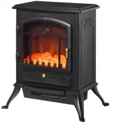 Chimenea Eléctrica De Vidrio Templado Pp Abs Homcom 45x28x54cm-negro