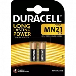 Pilas- Duracell MN21, Alcalinas, 12 V, 2 Unidades (A23 / 23A V23GA LRV08), Negro