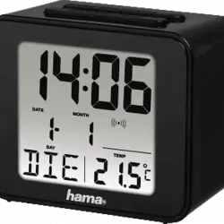 Reloj de sobremesa - Hama Cube 00186304, Digital, Hora, alarma, fecha y temperatura, Compacto, Negro