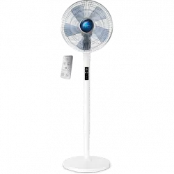 Ventilador de pie - Rowenta VU5870F0, 70 W, 1.45m, 80 m³/min, 35 dB, 5 Velocidades, Altura ajustable, Control remoto, Temporizador, Silencioso, Blanco