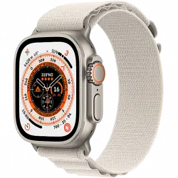 APPLE Watch Ultra (2022), GPS + Cellular, 49 mm, Caja de titanio, Cristal zafiro, Correa Loop Alpine en Talla M color Blanco estrella