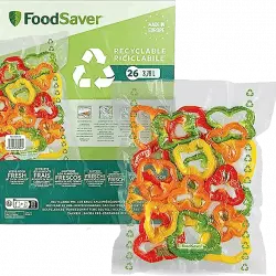 Bolsas de envasado - Foodsaver FSBE3202X-01, Plástico mixto, 26 bolsas, 3.78 l, Aptas para congelar y cocer, Transparente