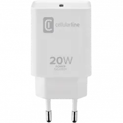 Cargador - CellularLine ACHIPHUSBCPD20WW, Universal, USB-C, 20W, Blanco