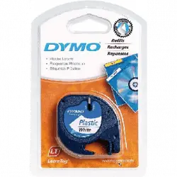 Cinta para ropa - Dymo LetraTag 91201, 12 mm x 4 m, Plástico, Blanco y negro