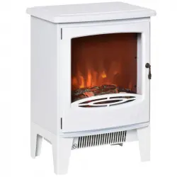 Homcom Chimenea Eléctrica 1800W Blanca