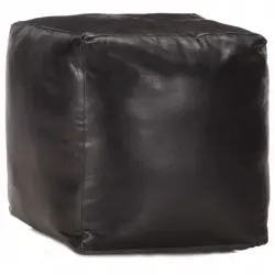 vidaXL Puf negro 40x40x40 cm cuero genuino de cabra