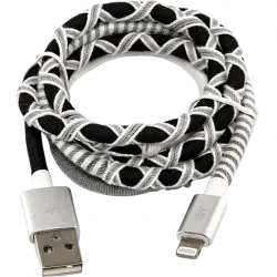 Cable USB - ISYIUC-4100-SB-L Lightning, 1 m, USB-A, Blanco y negro