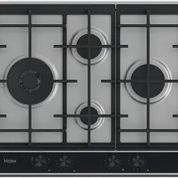 Encimera - Haier Series 4 HAHG6D5XH, Gas, quemadores, 60cm, Rejillas hierro fundido, Preciflame, Inox