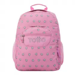 Mochila Escolar Totto Corazones Rosas Gommas Rosa