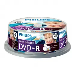 Philips - Tarrina 25 DVD-R Imprimibles 4,7 GB