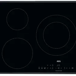 Placa de inducción - AEG IKB6330SFB, 3 zonas, Zona grande 28 cm, Biselada, 60 Negro