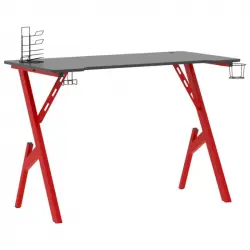 Vidaxl Escritorio Para Juegos Con Patas Forma Y Negro Rojo 110x60x75cm