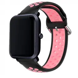 Cool Correa Universal Goma Negro-Rosa 20mm para Amazfit Bip/GTS/Bip Lite/Huawei/Samsung/Cool Oslo