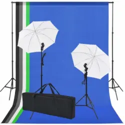 Kit De Estudio Con 5 Telones De Fondo De Colores Y 2 Paraguas Vidaxl