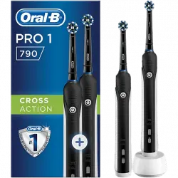 Cepillo eléctrico - Oral-B Pro 1 790, Recargable Con Tecnología De Braun, Pack Doble Mangos con 2 Cabezales Recambio