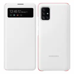 Funda Clear View Samsung A51 5g Ventana Hora Soporte Vídeo Blanco