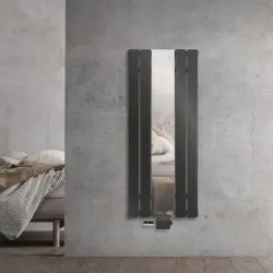 Radiador De Baño Plano Con Espejo Y Juego De Conexión Universal 1200x450 Mm Antracita Ml-design