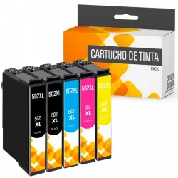 Cartuchos Tinta Compatible con Epson 502XL Negro/Tricolor Pack 5