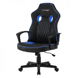 ML-Design Silla Gaming con Función Balancín Asiento Ancho Imitación Cuero Negro/Azul