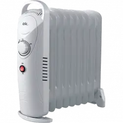 Radiador - OK ORO 711024 ES, 1000W, 9 elementos, Termostato regulable, Protección sobrecalentamiento, Blanco