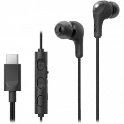 Auriculares de botón - JVC HA-FR9UC, 3 botones, Cable 1.2 m, USB-C, Micrófono integrado, Negro