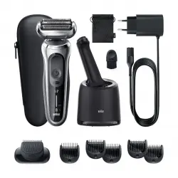 Braun - Series 7 71-S7500cc Afeitadora Eléctrica 360° Flex, Uso En Seco Y En Mojado, Con Recortadora De Barba, Centro De Limpieza SmartCare, Plata