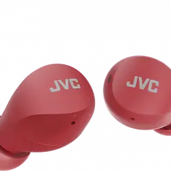 Auriculares True Wireless - JVC Gumy Mini HA-A6T, Control táctil, Autonomía 23 horas, Compatible con asistente de voz, IPX4, Rojo + Estuche carga