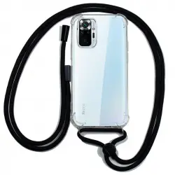 Cool Funda Transparente con Cordón Negro para Xiaomi Redmi Note 10 Pro