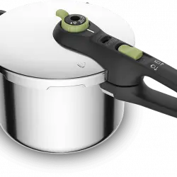 Olla express - Tefal Secure Trendy P2580703, 6 L, 2 programas, Cocción rápida, Compatible con Inducción, Acero Inox., Verde