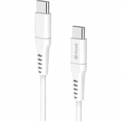 Cable - Muvit for Change, De USB-C a USB-C, 3A, 0.2 m, Blanco