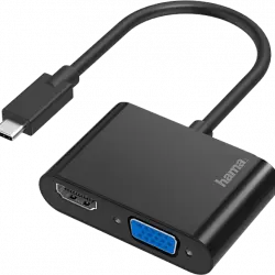 Adaptador - Hama 002003130000, USB-C, HDMI, VGA, 4K, Negro