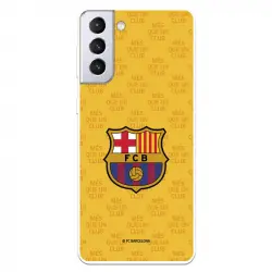 Funda del Barcelona Escudo Mes que un Club Fondo Amarillo Licencia Oficial FC Barcelona para Samsung Galaxy S21 Plus