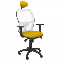 Piqueras y Crespo Jorquera Silla Malla Blanca Asiento Bali Amarillo con Cabecero Fijo