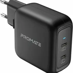 Cargador Gan, Usb Dual 90w, Promate Ganport-90pd – Negro