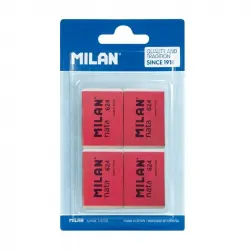 Milan Nata 624 Blíster 4 Gomas de Borrar con Banda Celofán Rosa
