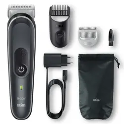 Braun - Recortadora Corporal 5 BG5350, Afeitadora Corporal Masculina Con Peine Para Zonas Sensibles, Gris/Blanco