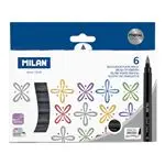 Caja 6 rotuladores Milan Punta pincel Colores metalizados