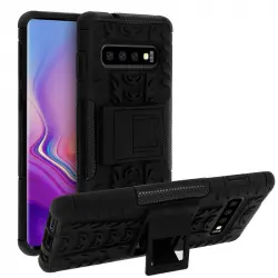 Avizar Funda de Silicona Reforzada con Soporte Negra para Samsung Galaxy S10 Plus